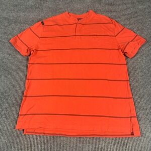 Rocawear T Shirt Mens Extra Large XL Red Henley Striped Short Sleeve Streetwear